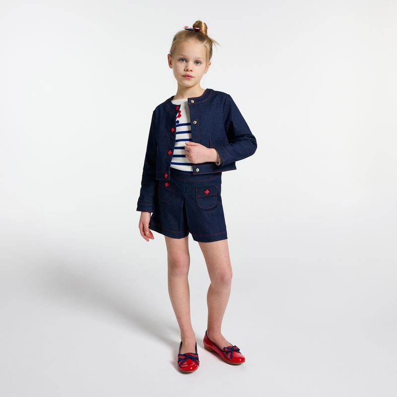 Jupe-culotte Rose en lin mélangé à fines rayures. Jambe large et taille élastique, marine | Ulla Jupe-culotte Rose en lin mélangé à fines rayures. Jambe large et taille élastique, marine | Ulla